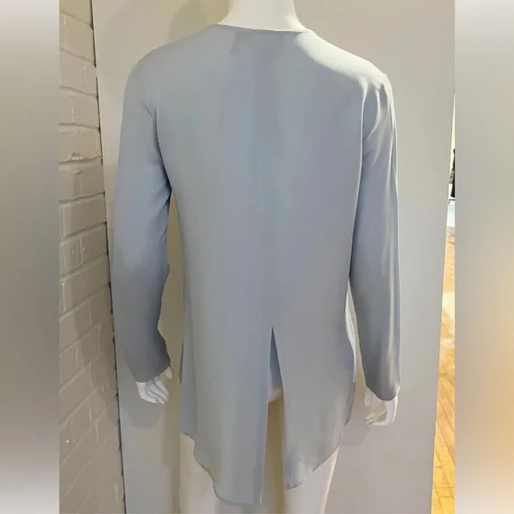 Theory Silk Slit Neck Tunic Blouse Top Shirt Light Blue Small - Picture 2 of 7